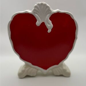 Vintage Heart Ceramic Letter Holder /Napkin Holder signed 1977
